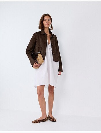 Veste courte effet suède, mo fashion
