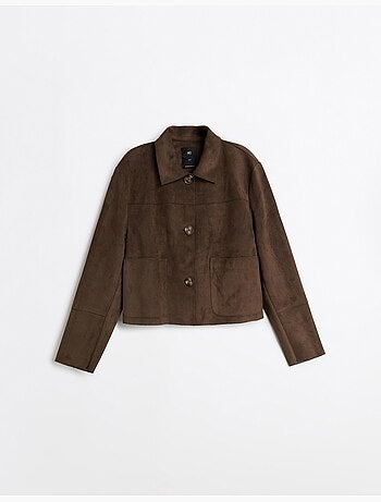 Veste courte effet suède, mo fashion