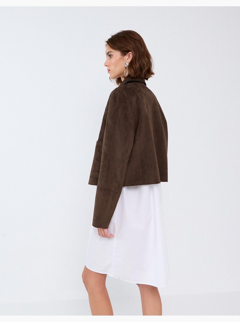 Veste courte effet suède, mo fashion Marron - Kiabi