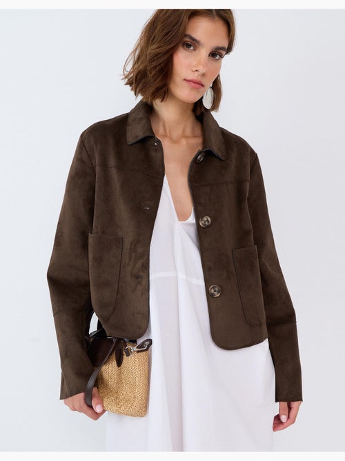 Veste courte effet suède, mo fashion - Kiabi Veste courte effet suède, mo fashion - Kiabi