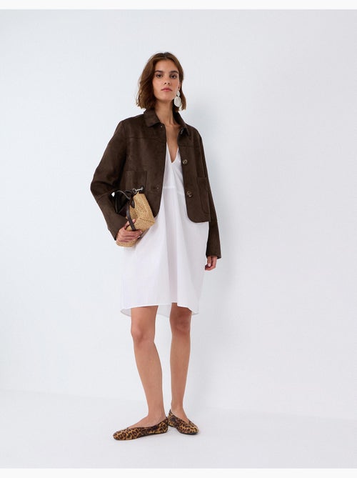 Veste courte effet suède, mo fashion - Kiabi Veste courte effet suède, mo fashion - Kiabi
