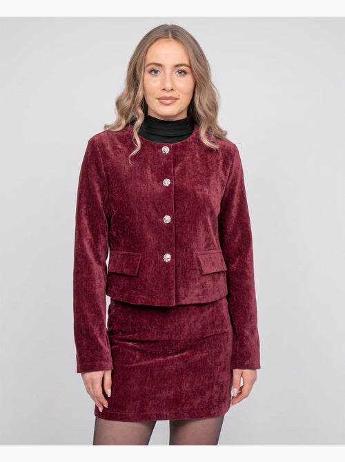 Veste courte effet velours boutons bijoux uxelle - Kiabi