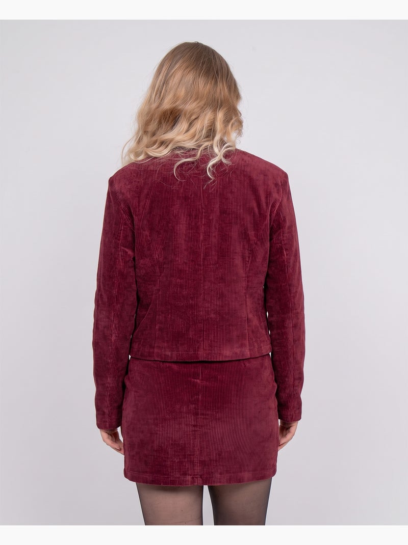 Veste courte effet velours boutons bijoux uxelle Bordeaux - Kiabi