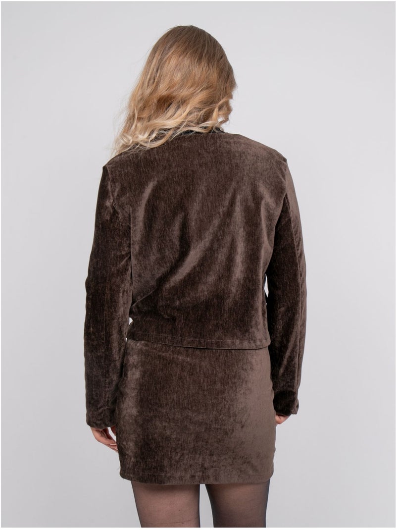 Veste courte effet velours boutons bijoux uxelle Marron - Kiabi