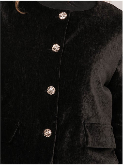 Veste courte effet velours boutons bijoux uxelle - Kiabi