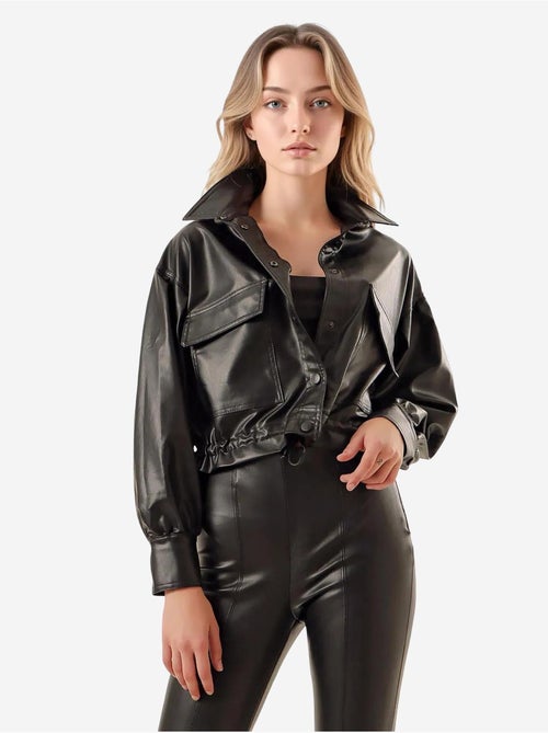 Veste courte en cuir bdart - Kiabi
