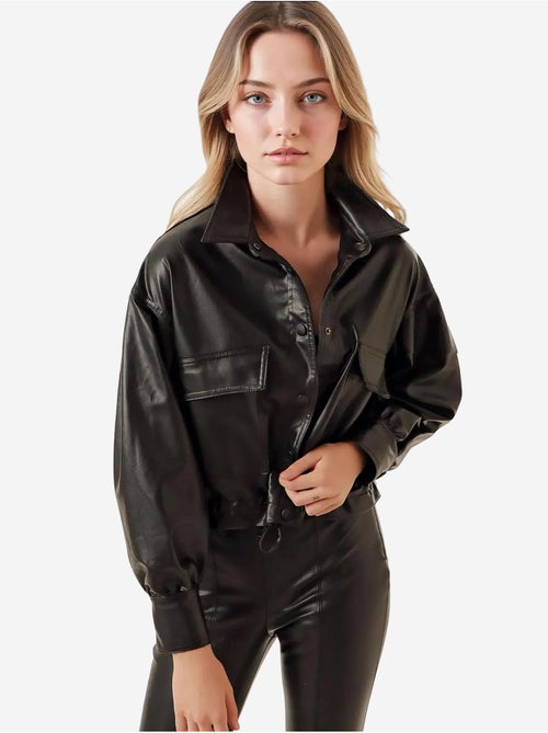 Veste courte en cuir bdart - Kiabi