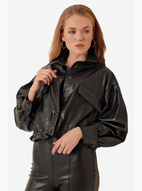 Veste courte en cuir bdart - Kiabi