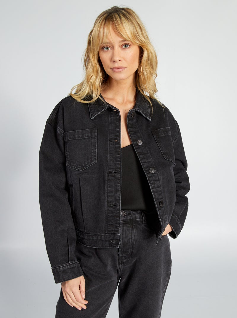 Jacket Veste Jean Noir Veste En Jean Noir Kiabi Veste En Jean Noir
