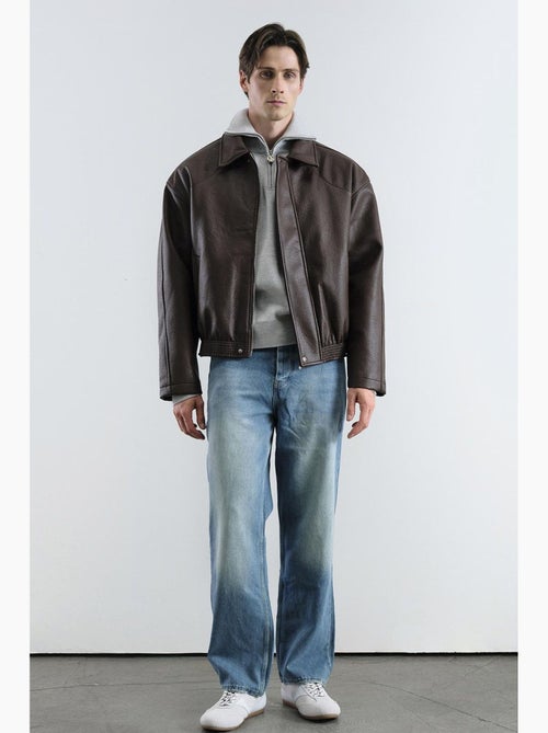 Veste courte en simili cuir à fermeture éclair giesto - Kiabi