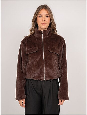 Veste courte fausse fourrure zippée ulola