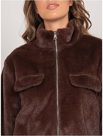 Veste courte fausse fourrure zippée ulola