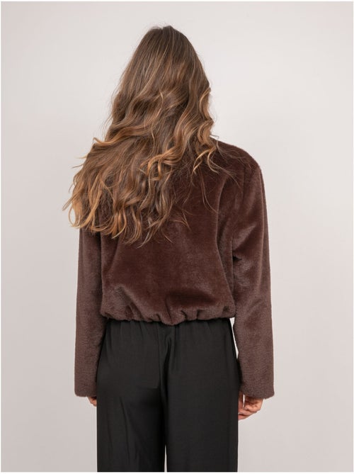 Veste courte fausse fourrure zippée ulola - Kiabi