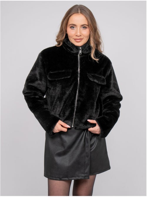 Veste courte fausse fourrure zippée ulola - Kiabi