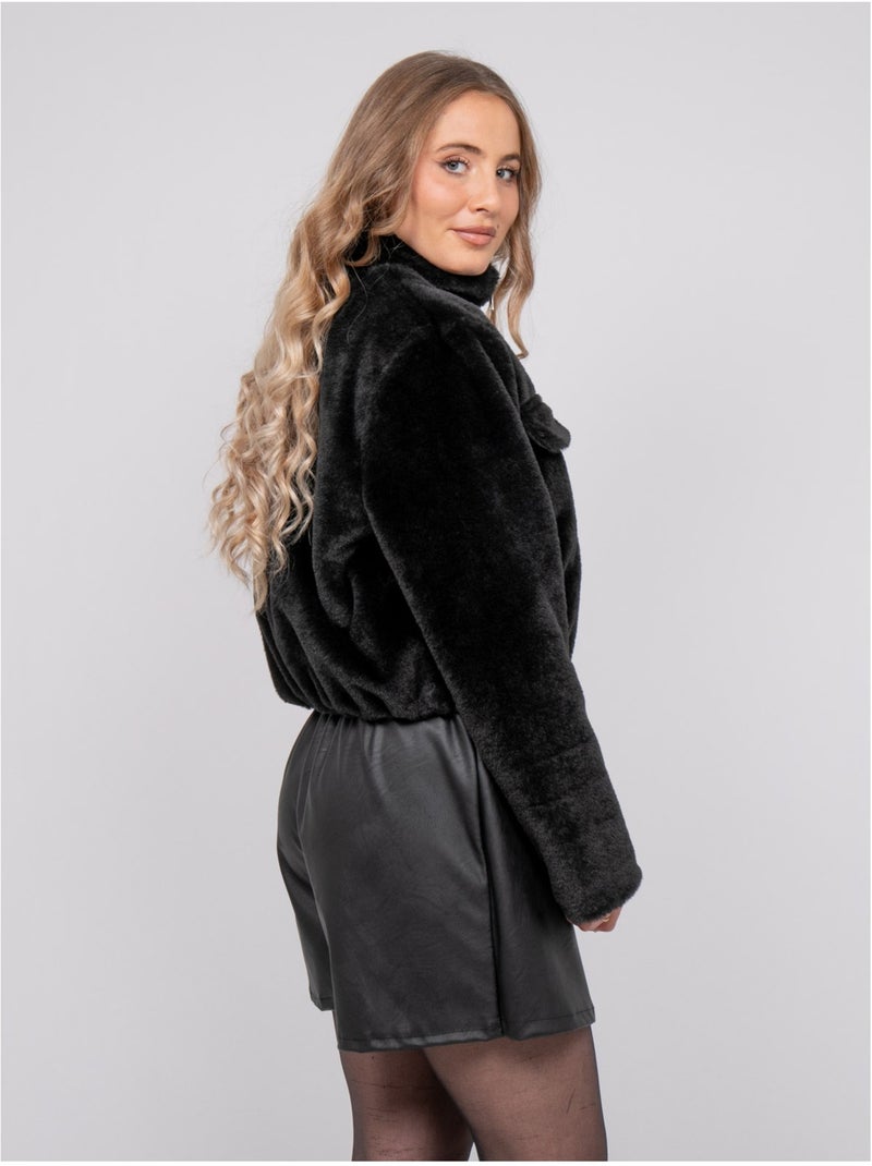 Veste courte fausse fourrure zippée ulola Noir - Kiabi