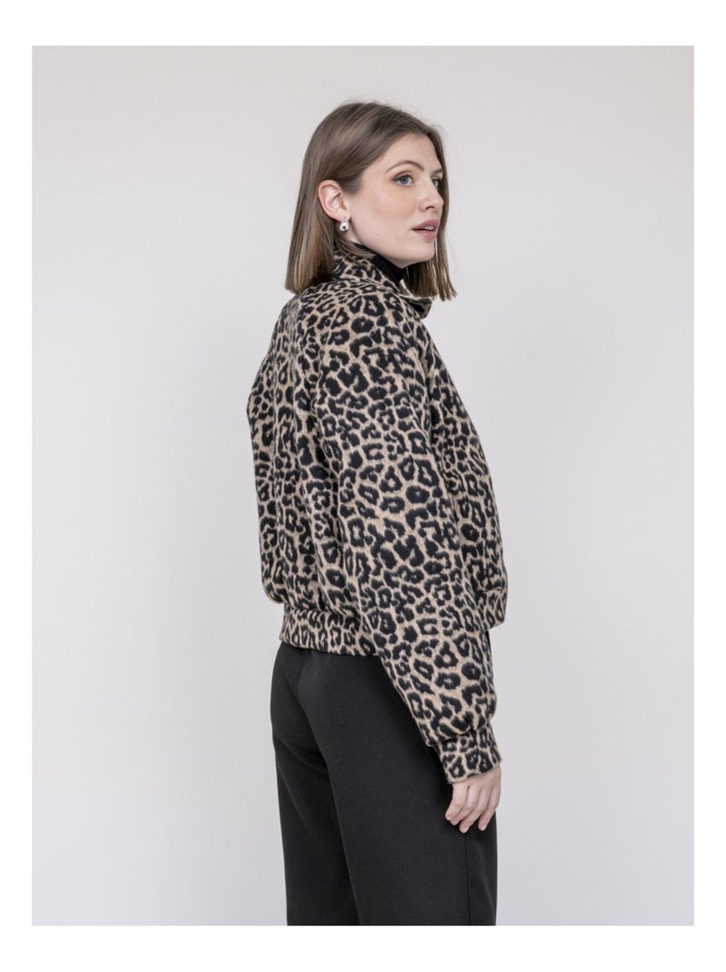 Veste courte imprimé léopard umadie Marron - Kiabi