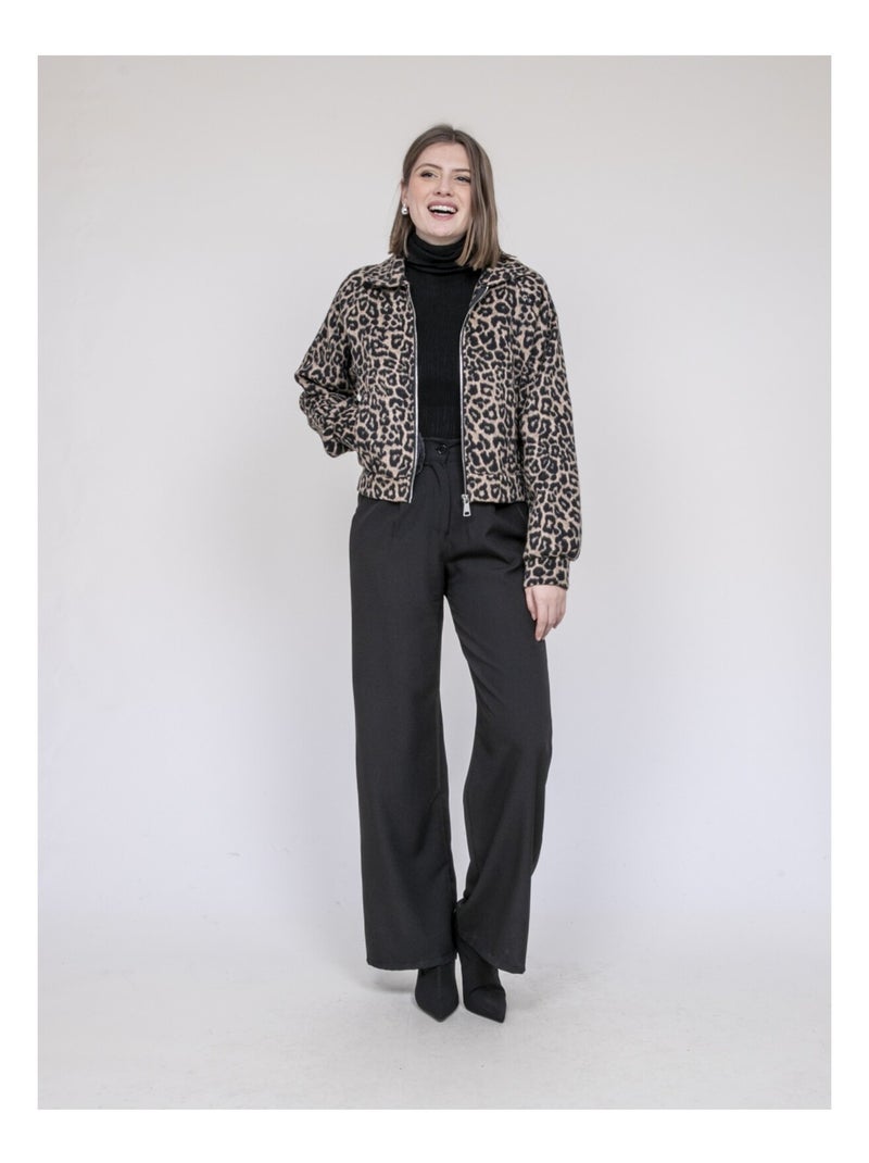 Veste courte imprimé léopard umadie Marron - Kiabi