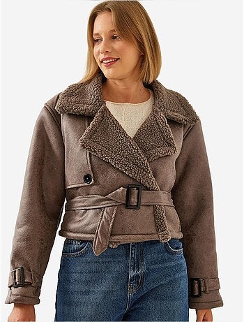Veste courte laminée aller detail lucci
