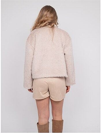 Veste courte maille poil long usonia