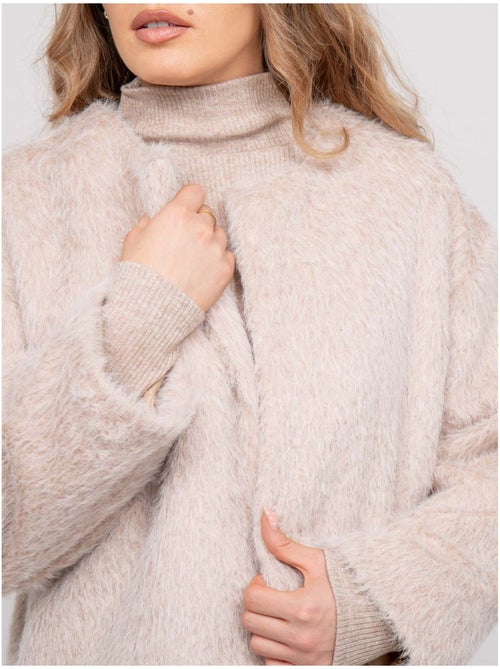 Veste courte maille poil long usonia - Kiabi
