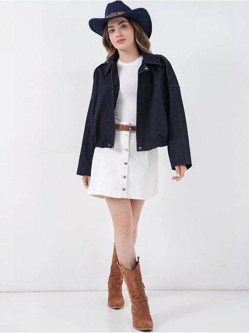 Veste courte oversize avec fermeture éclair et poche bdart - Kiabi Veste courte oversize avec fermeture éclair et poche bdart - Kiabi