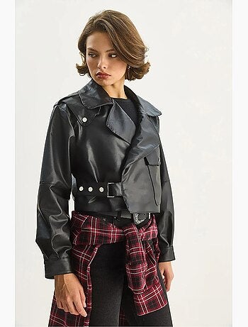 Veste courte oversize en similicuir lucci