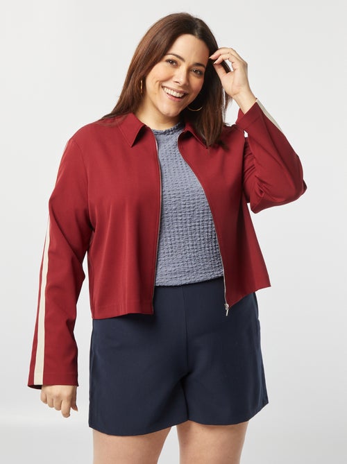 Veste courte zippée avec col chemise - Kiabi