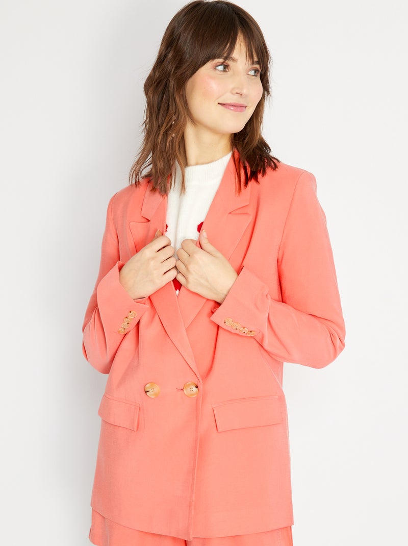 Veste de costume à double boutonnage rose - Kiabi
