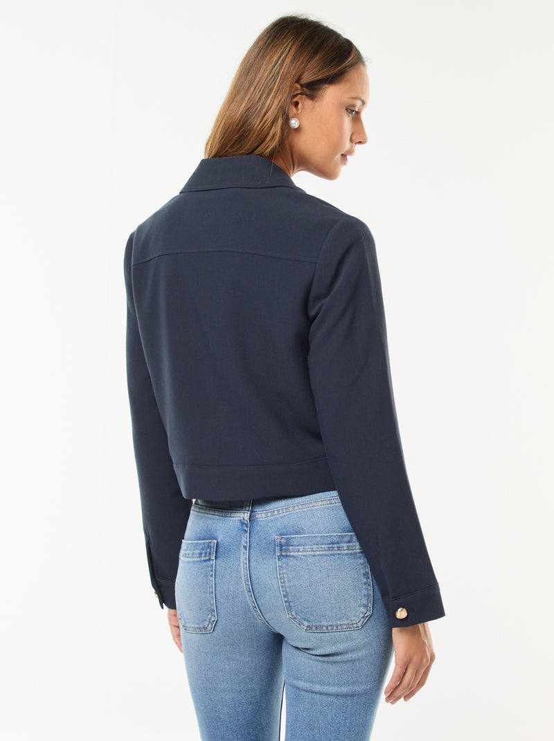 Veste de costume avec boutons dorés coupe courte Bleu - Kiabi