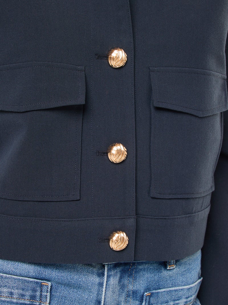 Veste de costume avec boutons dorés coupe courte Bleu - Kiabi