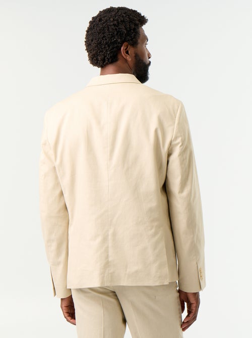 Veste de costume en coton et lin - Kiabi
