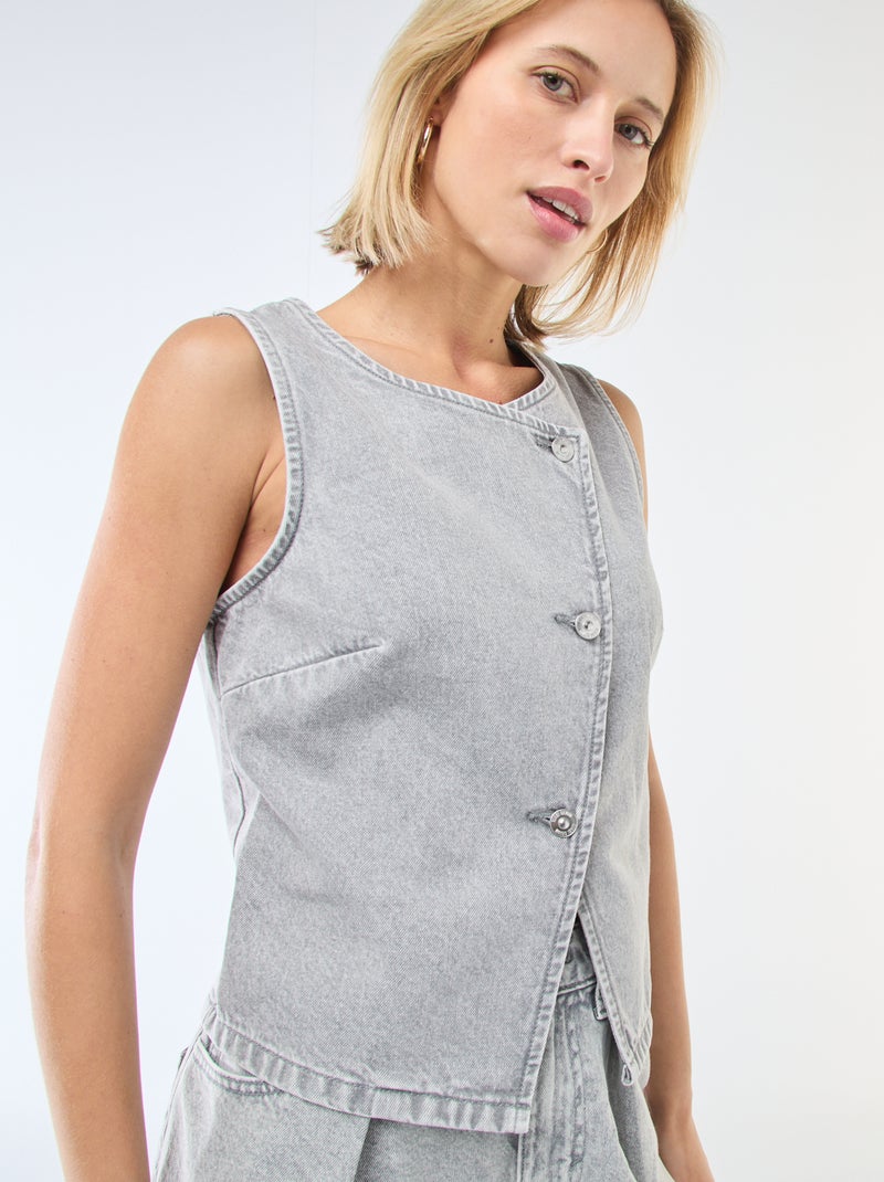 Veste de costume en denim Gris - Kiabi