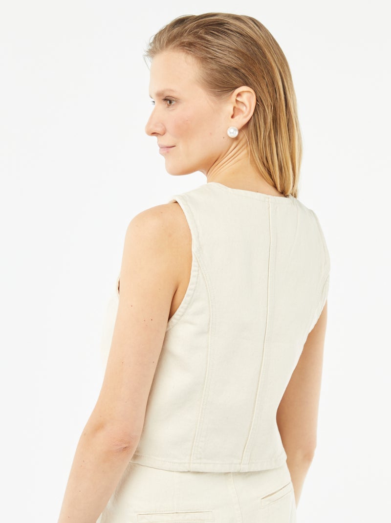 Veste de costume en jean BLANC - Kiabi