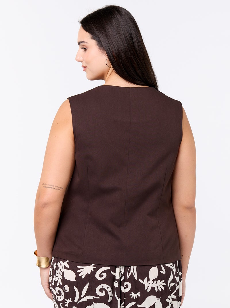 Veste de costume sans manches unie Marron - Kiabi