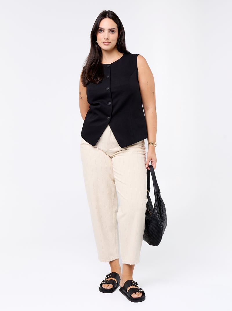 Veste de costume sans manches unie Noir - Kiabi
