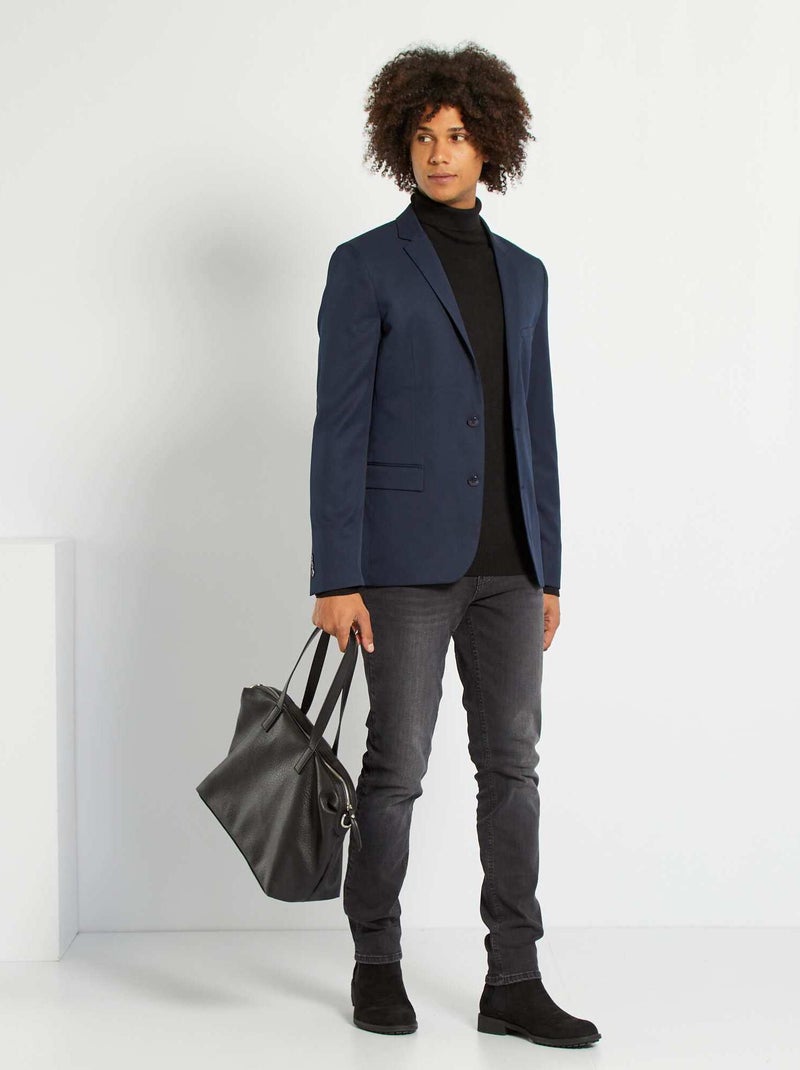 Veste de costume slim en twill bleu marine - Kiabi
