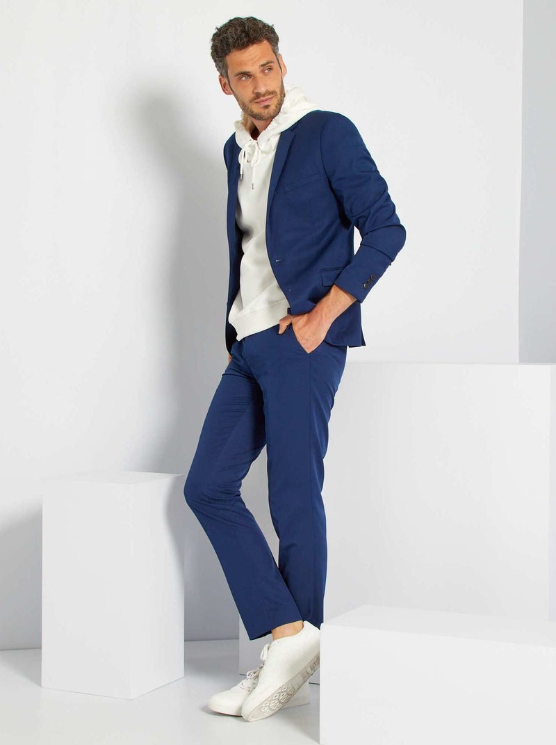 Veste de costume slim en twill bleu - Kiabi