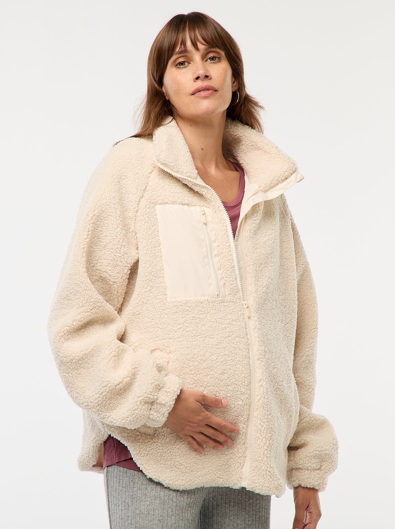 Veste de maternité effet moutonné Crème - Kiabi