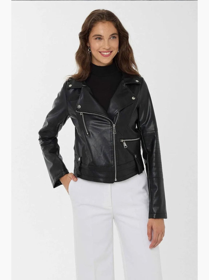Veste de motard en similicuir hiccup Noir - Kiabi