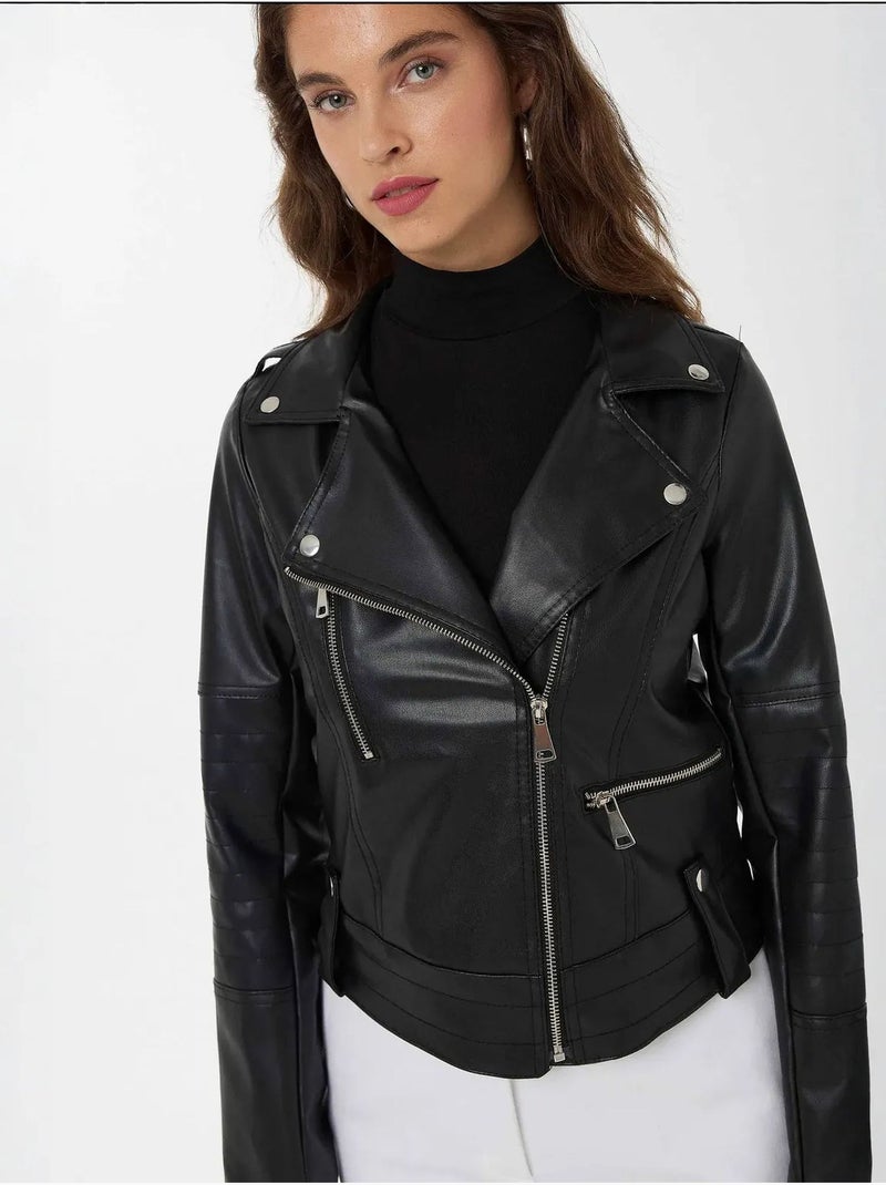 Veste de motard en similicuir hiccup Noir - Kiabi