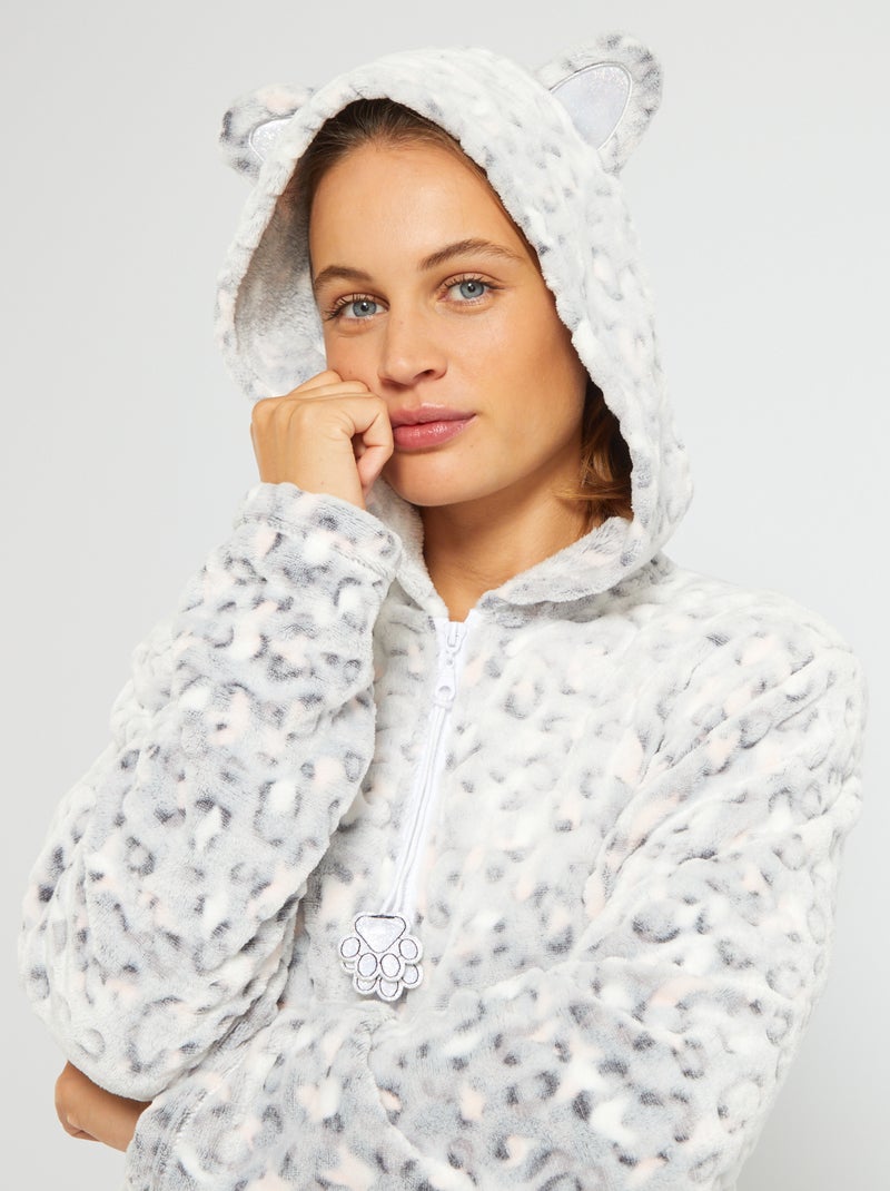 Veste de pyjama en polaire 'chat' Gris clair - Kiabi