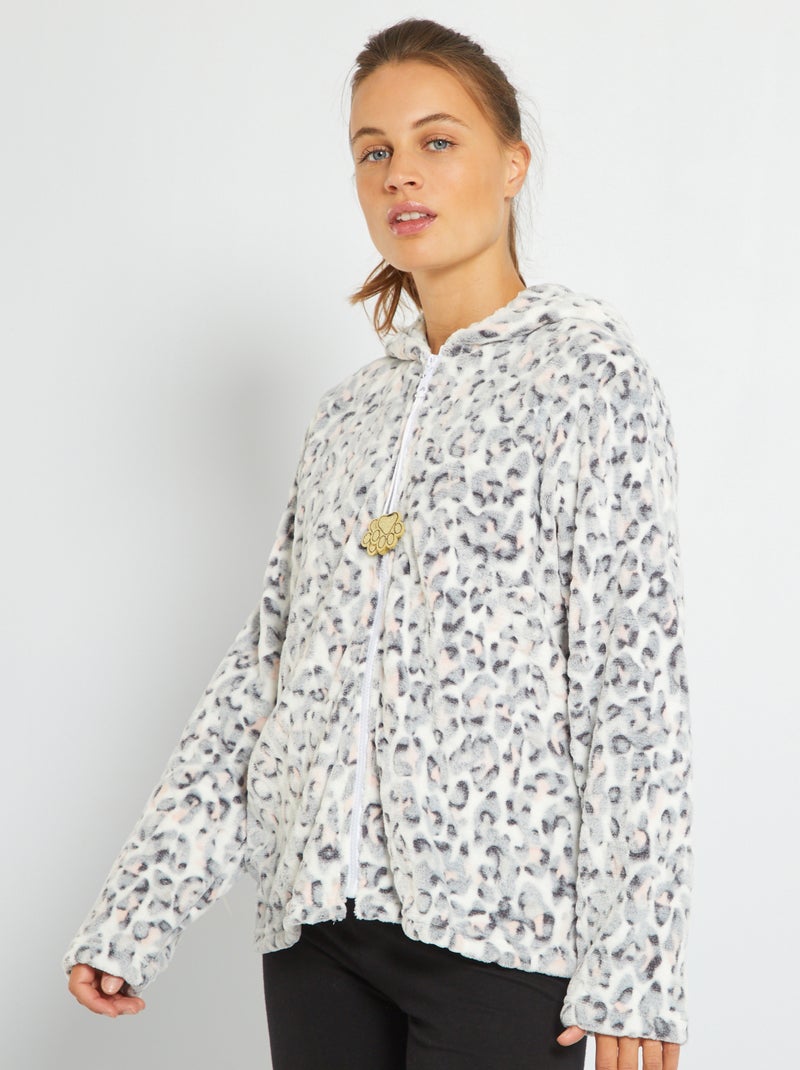 Veste de pyjama en polaire 'chat' gris - Kiabi