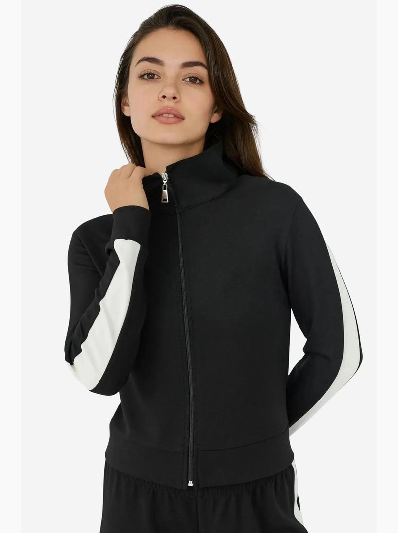 Veste de sport à col montant en modal doux au toucher hiccup Noir - Kiabi