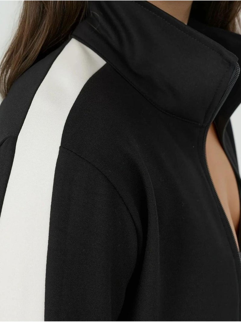Veste de sport à col montant en modal doux au toucher hiccup Noir - Kiabi