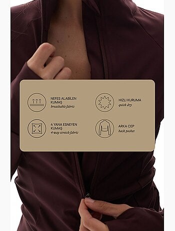 Veste de sport zippée à manches longues avec détail de poche penti