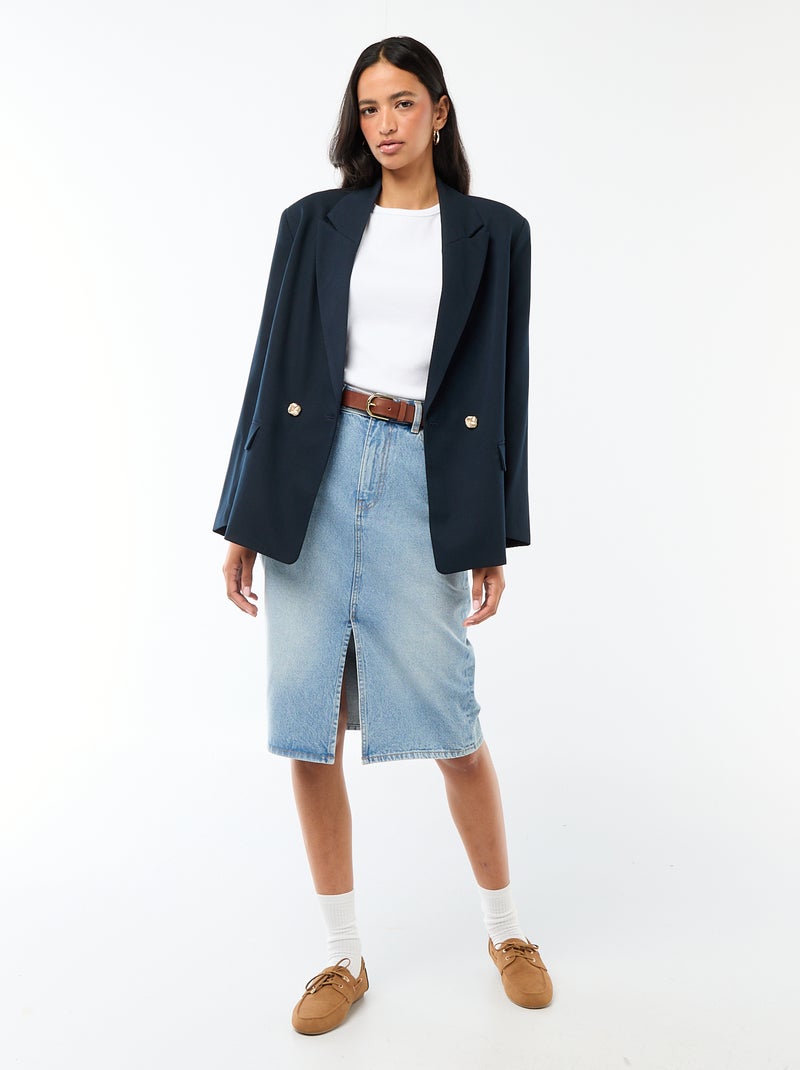 Veste de tailleur avec ouverture double boutonnage Bleu - Kiabi