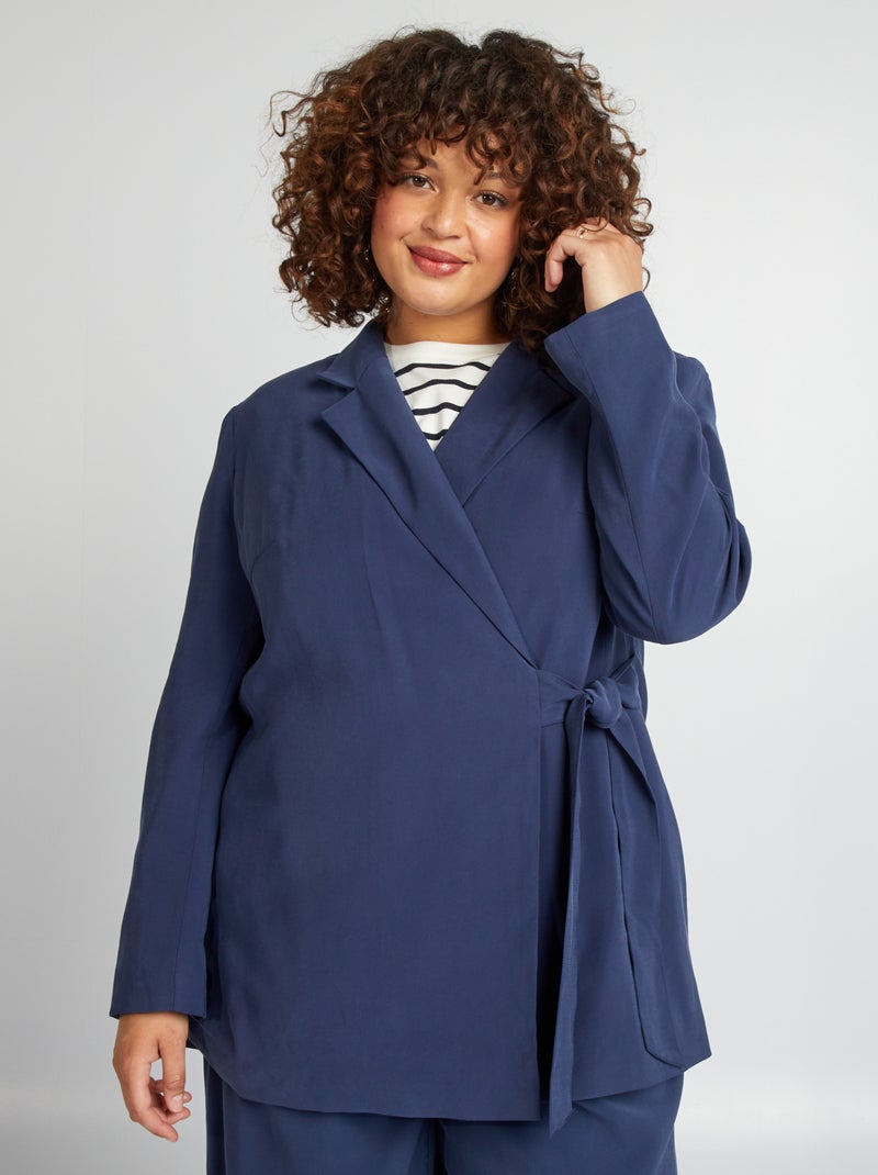 Veste de tailleur ceinturée Bleu - Kiabi