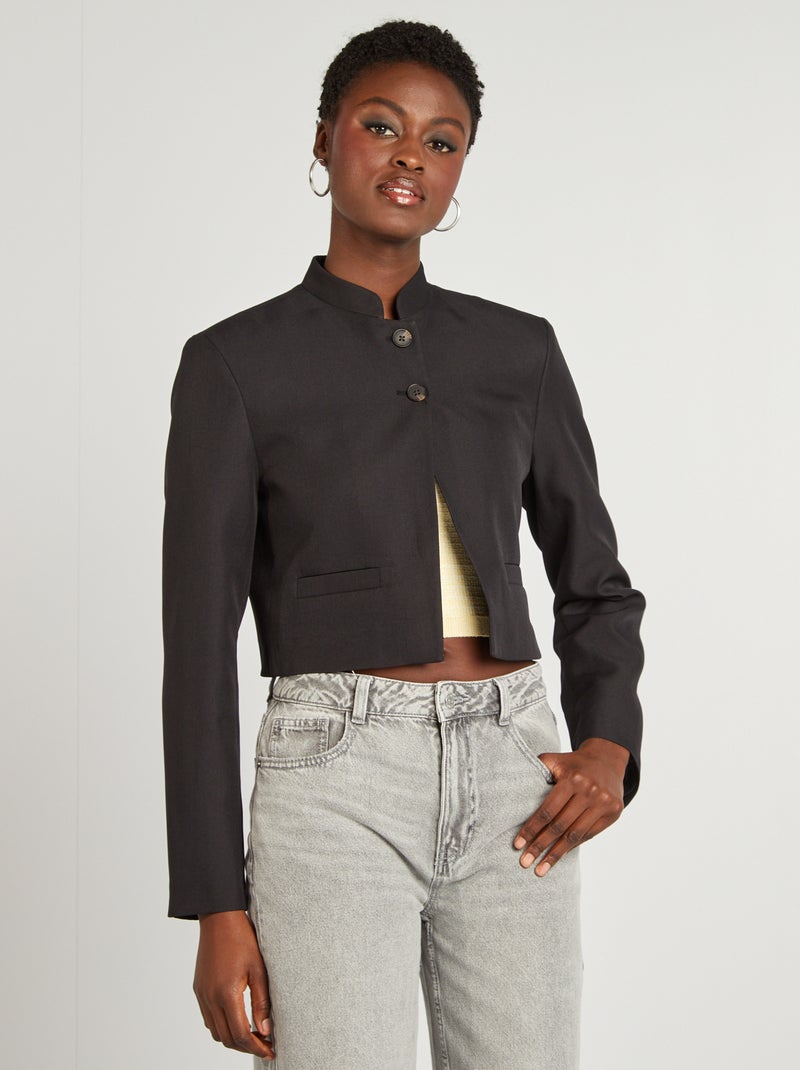 Veste de tailleur col mao noir - Kiabi