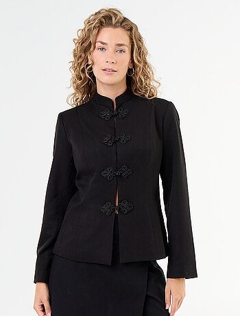 Veste de tailleur détail de fermeture mandarin