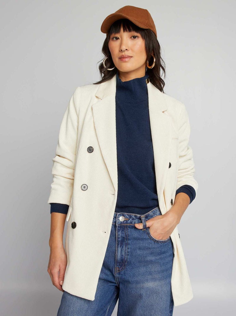 Veste de tailleur en velours Ecru - Kiabi